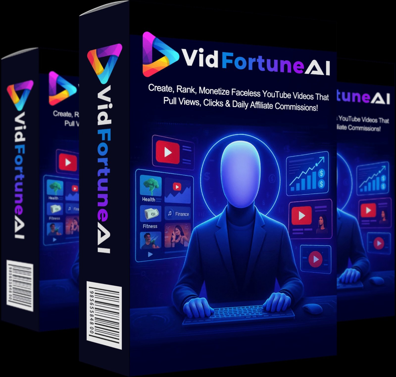 VidFortune AI software box – faceless YouTube video automation tool