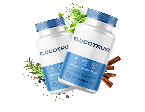 GlucoTrust supplement bottles for blood sugar support and deep sleep